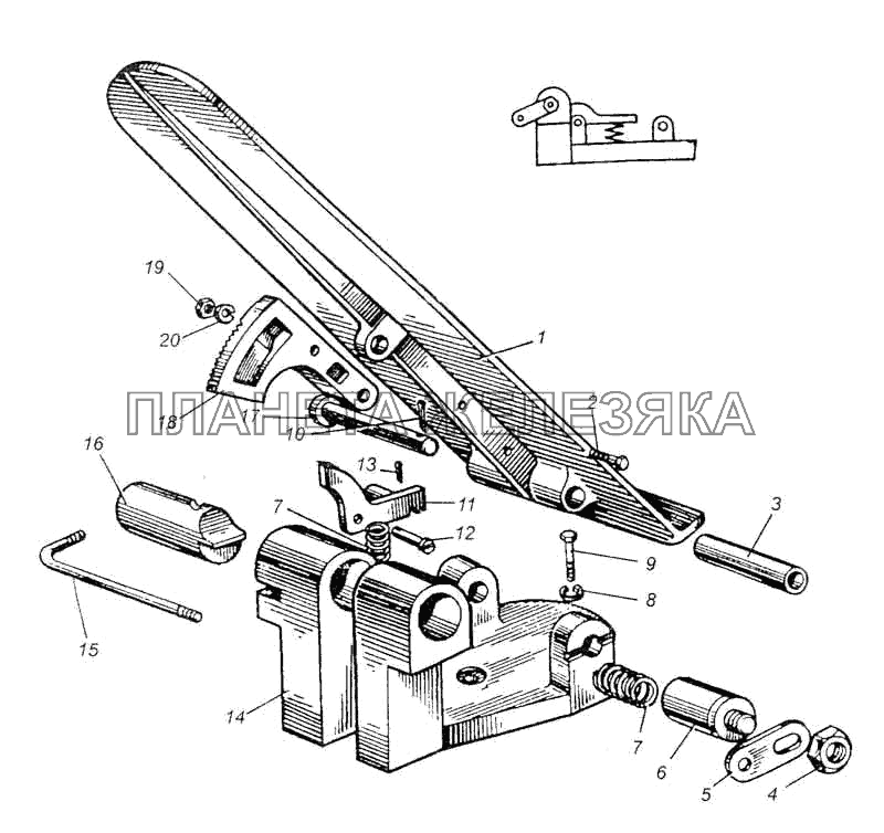 Педаль акселератора и механизм запорный МАЗ-5335