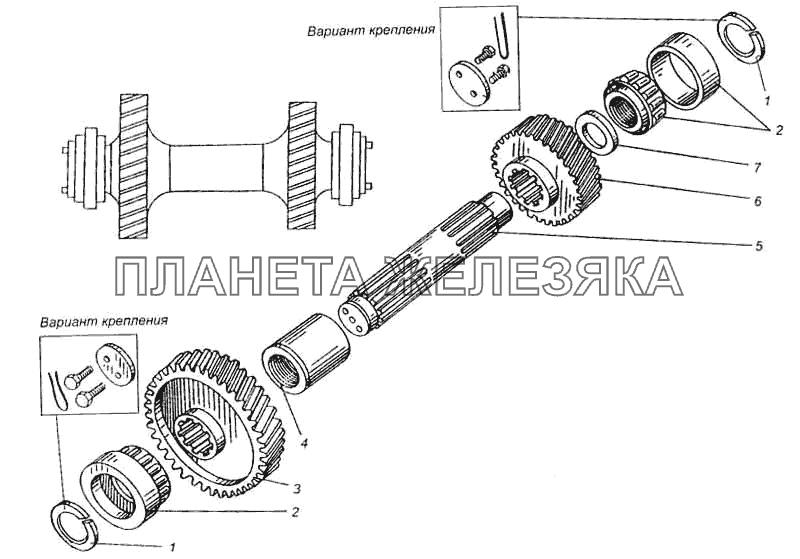 Вал промежуточный раздаточной коробки автомобиля МАЗ-509А МАЗ-5335