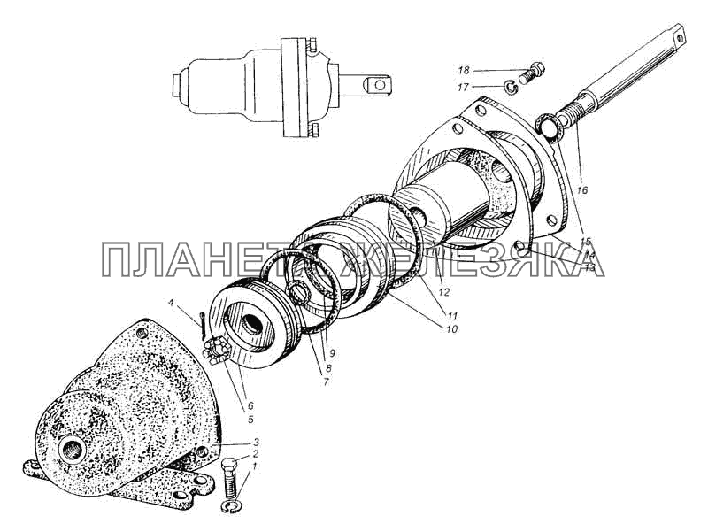 Цилиндр механизма переключения передач раздаточной коробки автомобиля МАЗ-509А МАЗ-5335