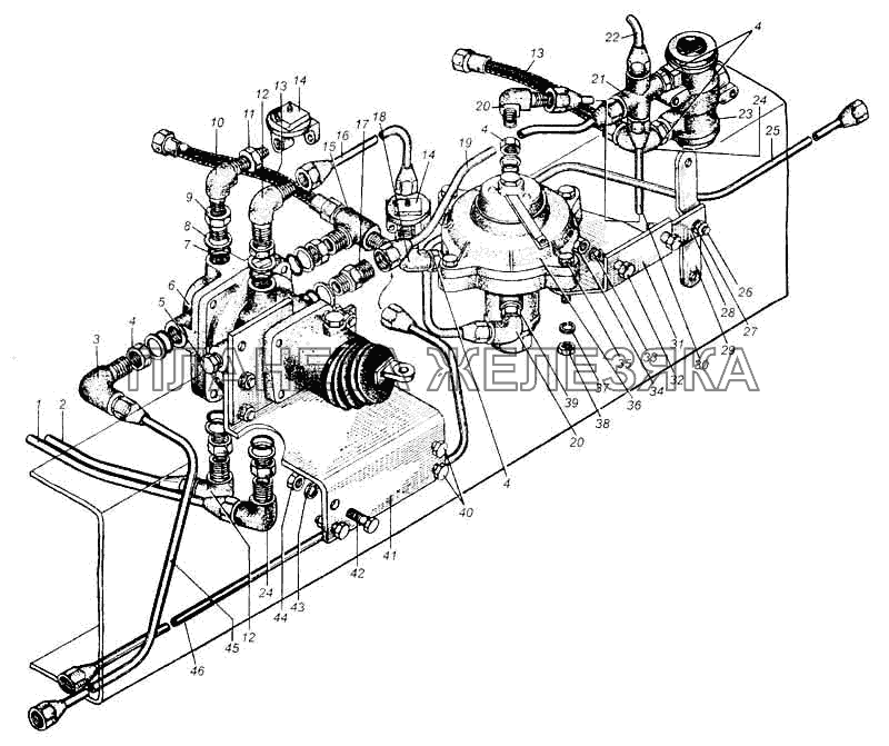 Трубопроводы к тормозным кранам автомобиля МАЗ-5335 МАЗ-5335