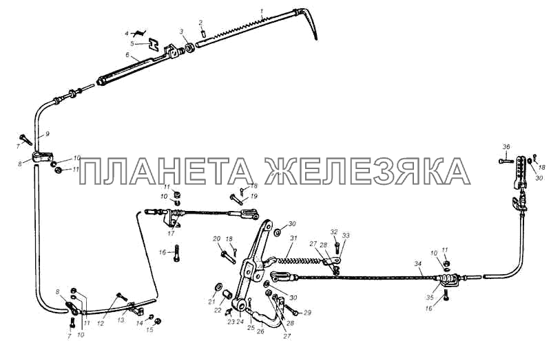 Управление стояночным тормозом автомобилей МАЗ-5429, МАЗ-504В МАЗ-5335