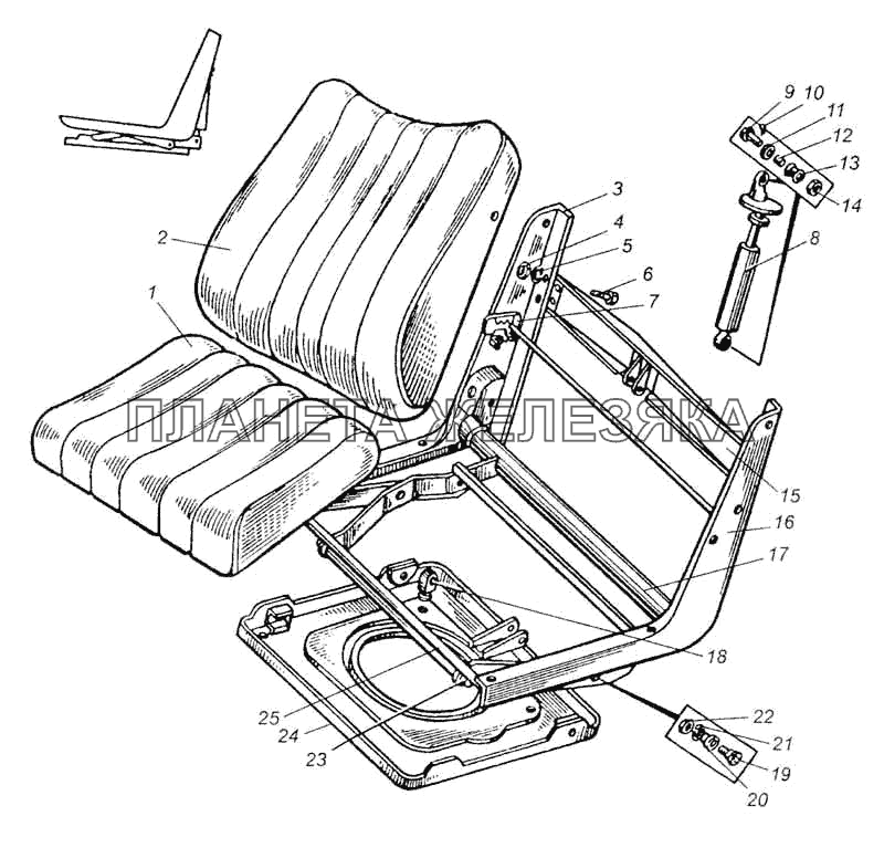Сиденье переднее автомобилей МАЗ-5335, МАЗ-5429, МАЗ-504В МАЗ-5335