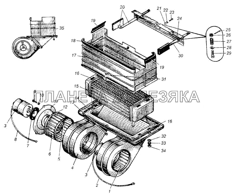 Отопитель кабины автомобиля МАЗ-504В МАЗ-5335