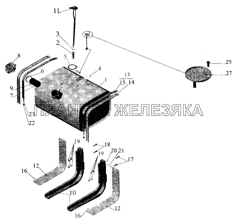 Крепление топливного бака (350 литров) МАЗ-5336