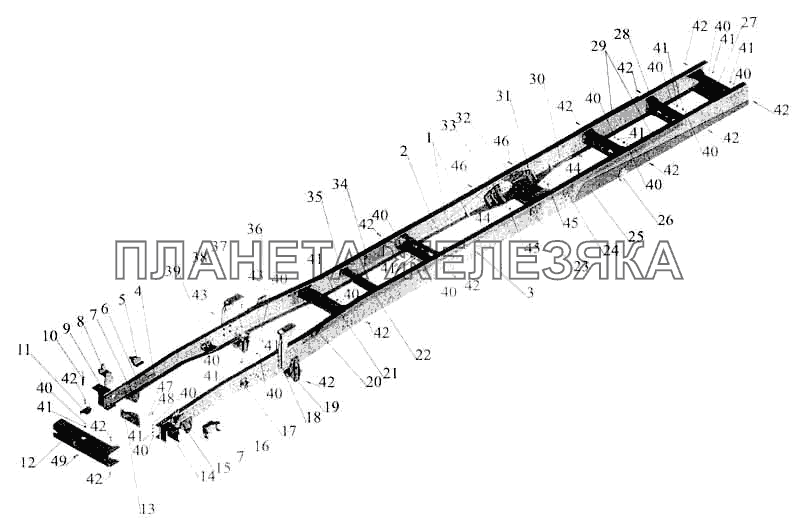 Рама автомобиля-сортиментовоза МАЗ-630308,630305 МАЗ-5336