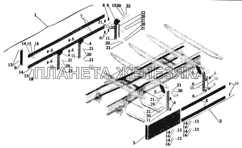 Установка бокового ограждения 630305-2800040, 5336205-2800040 МАЗ-5336