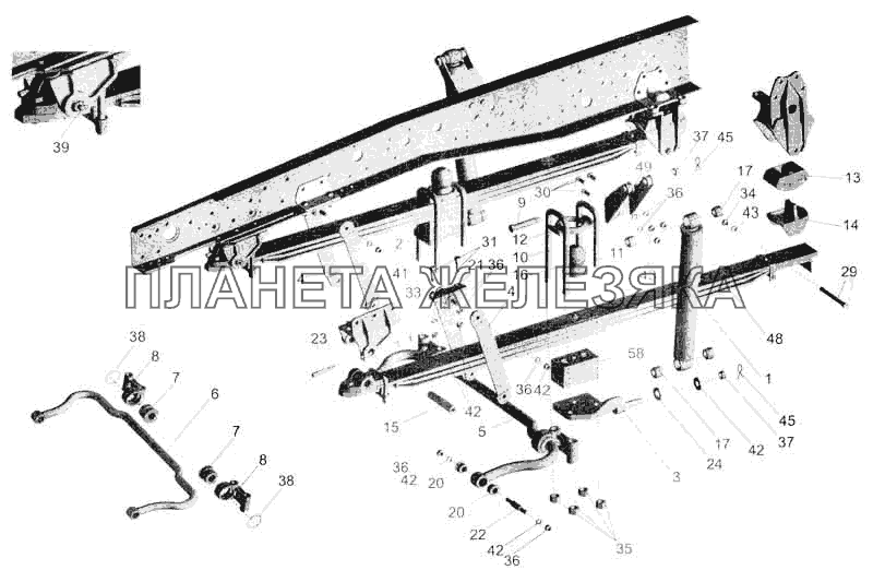 Подвеска передняя автомобилей МАЗ-533608, МАЗ-533605, МАЗ-533603, МАЗ-533602, МАЗ-630308 МАЗ-5336