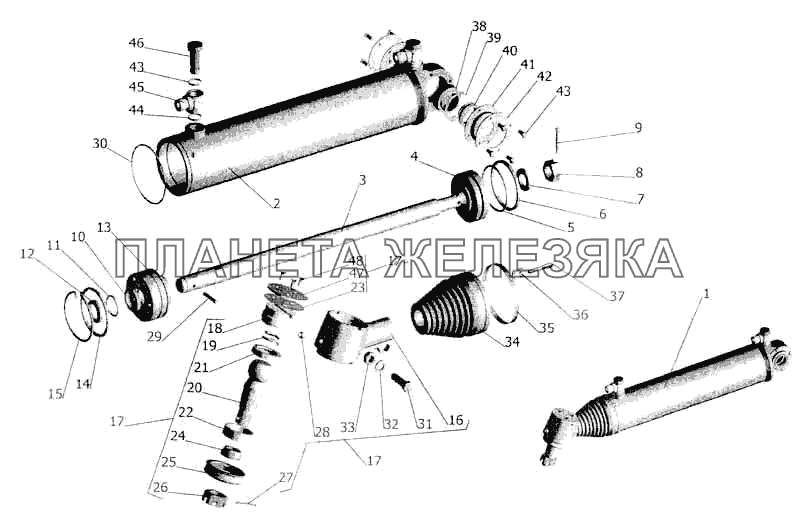 Силовой цилиндр гидроусилителя рулевого управления МАЗ-5336