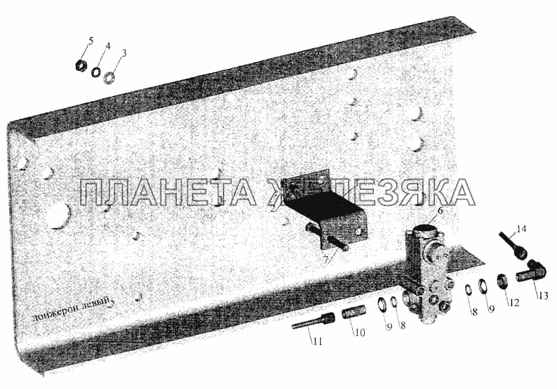 Установка клапана пропорционального и присоединительной арматуры МАЗ-533702 МАЗ-5336