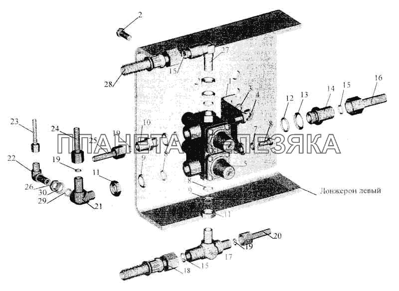 Крепление четырехконтурного клапана МАЗ-630305, МАЗ-630303 МАЗ-5336