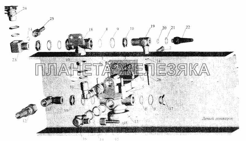Установка ускорительного клапана и присоединительной арматуры на МАЗ-533702 МАЗ-5336