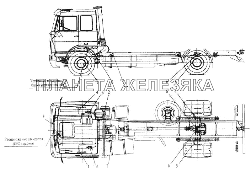 Установка элементов электрооборудования АБС на автомобилях МАЗ-5336С8, МАЗ-533605, МАЗ-533603, МАЗ-533602, МАЗ-533702 МАЗ-5336