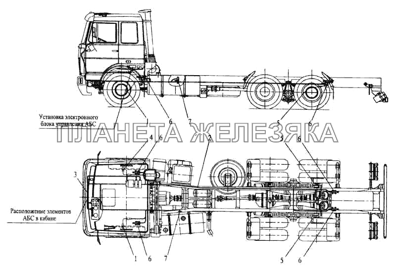 Установка элементов электрооборудования АБС на автомобилях МАЗ-630308, МАЗ-630305, МАЗ-630303 МАЗ-5336