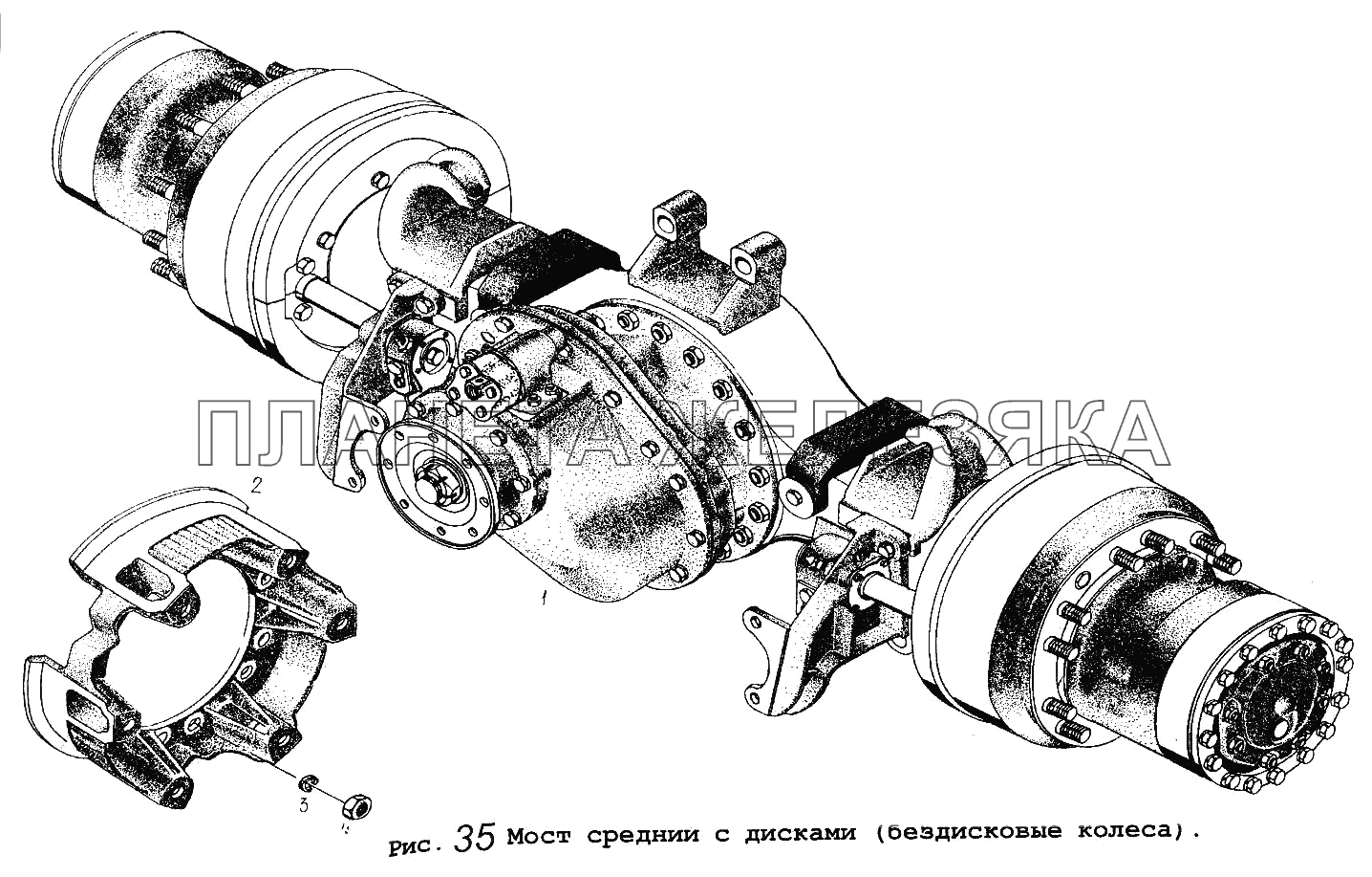 Мост средний с дисками (бездисковые колеса) МАЗ-5337