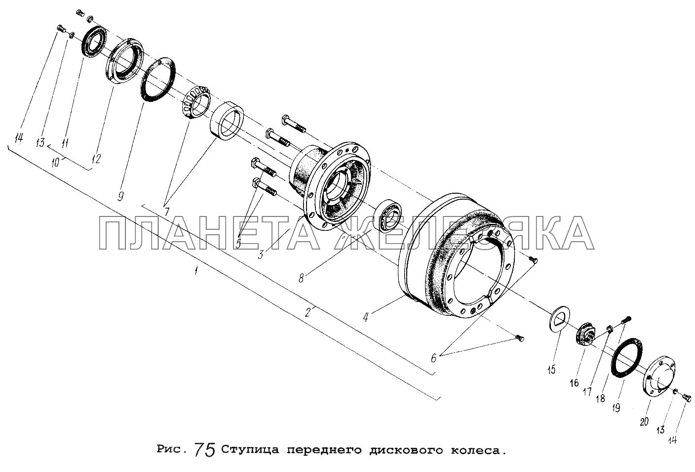 Ступица переднего дискового колеса МАЗ-5337