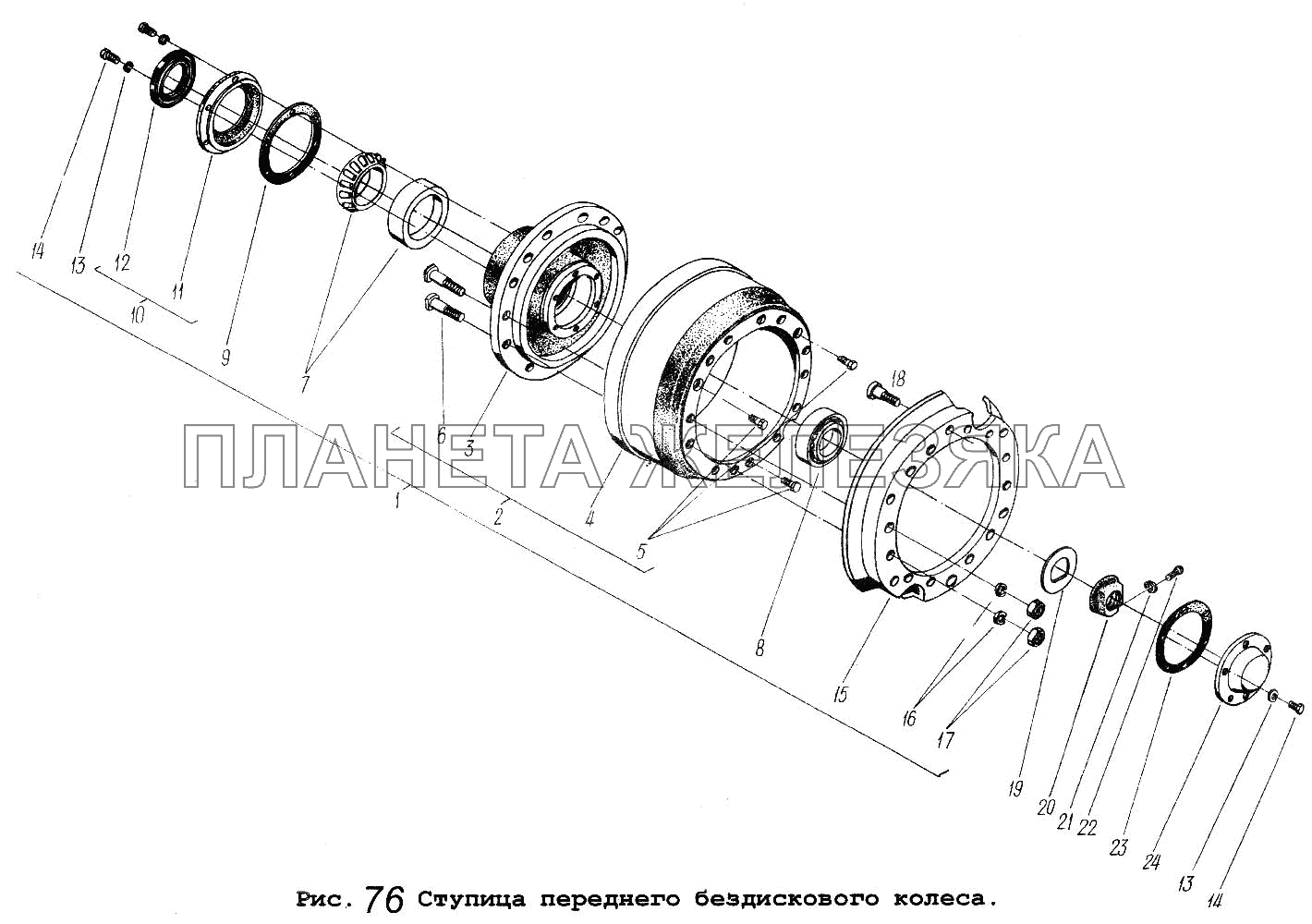 Ступица переднего бездискового колеса МАЗ-5516