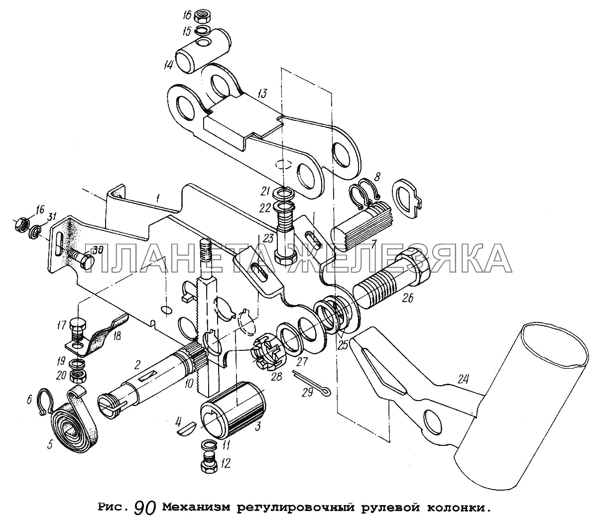 Механизм регулировочный рулевой колонки Общий (см. мод-ции)