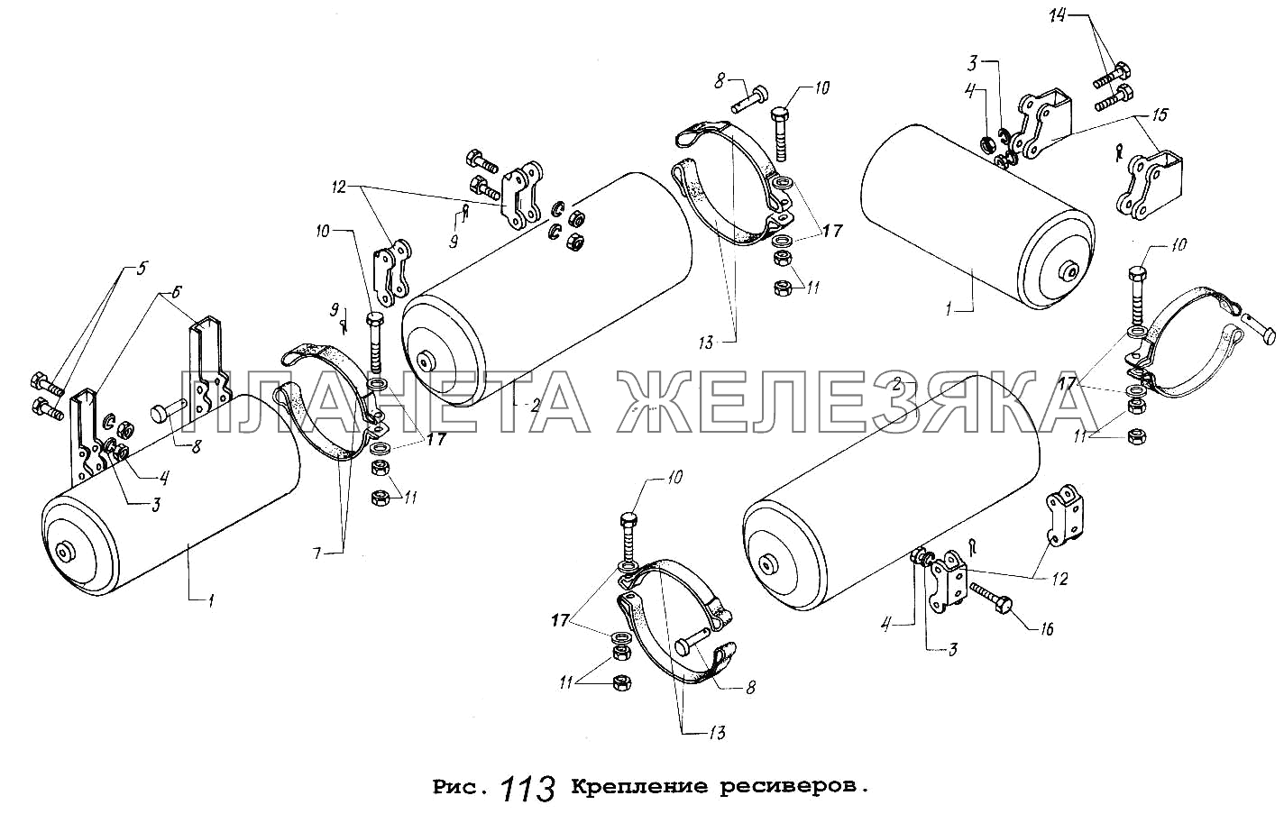 Крепление ресиверов МАЗ-53371