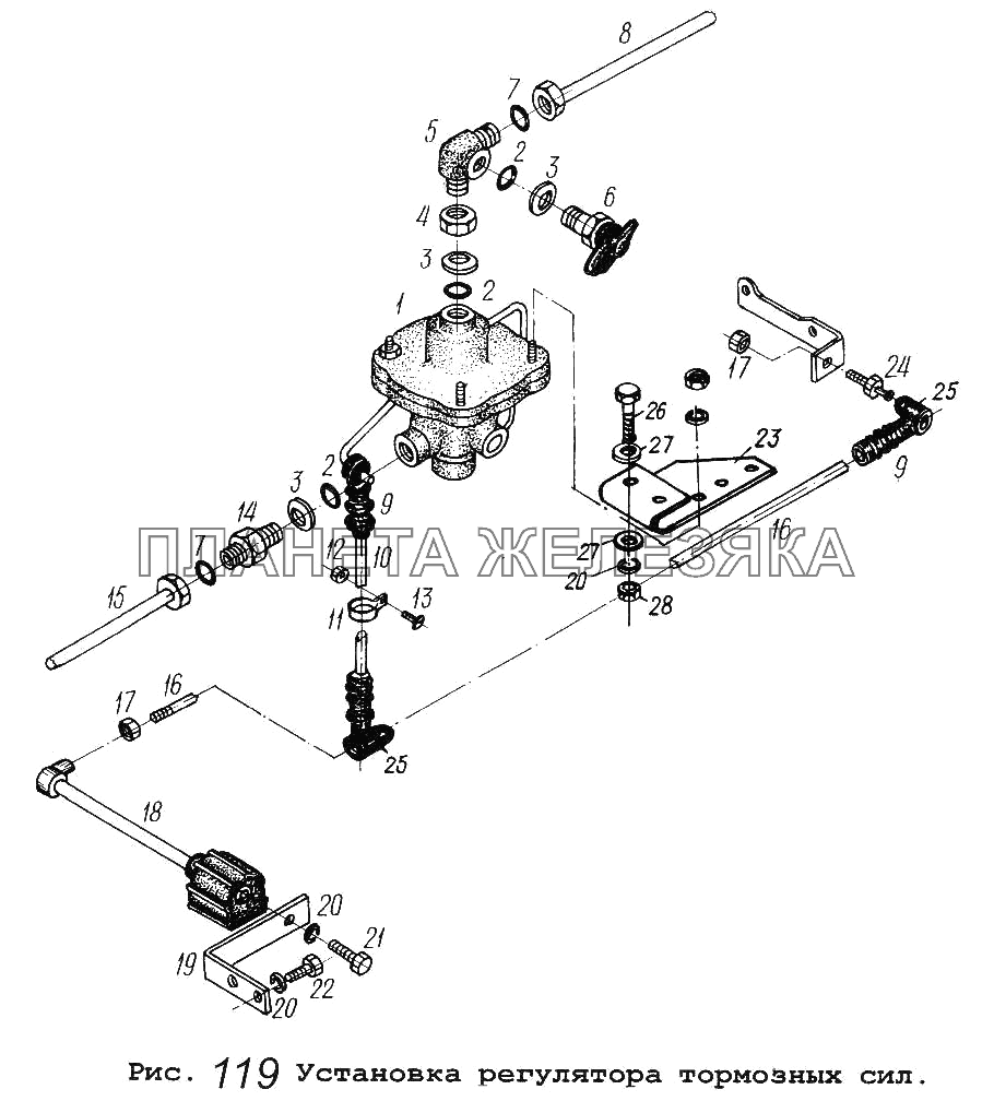 Установка регулятора тормозных сил МАЗ-53371