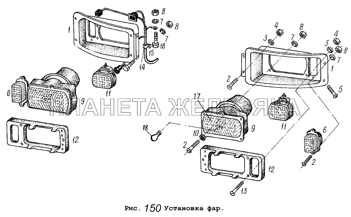 Установка фар МАЗ-5516