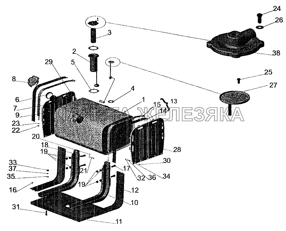 Крепление топливного бака (с ограждением) на МАЗ-533702 МАЗ-5337 (2005)