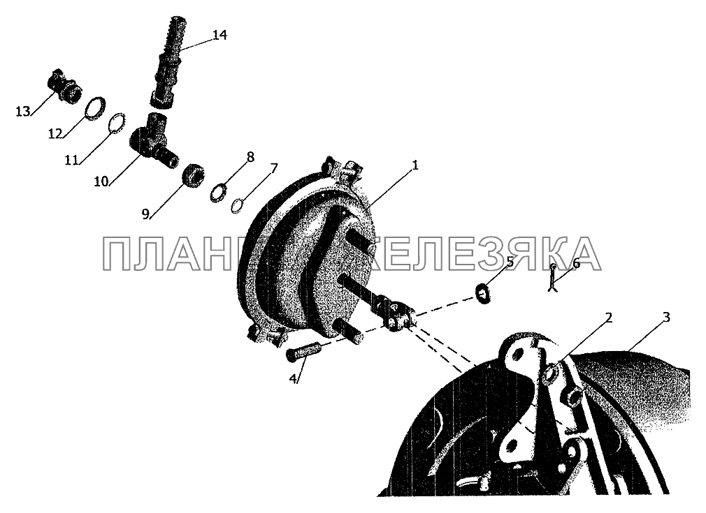 Установка тормозных камер и присоединительной арматуры МАЗ-5337 (2005)