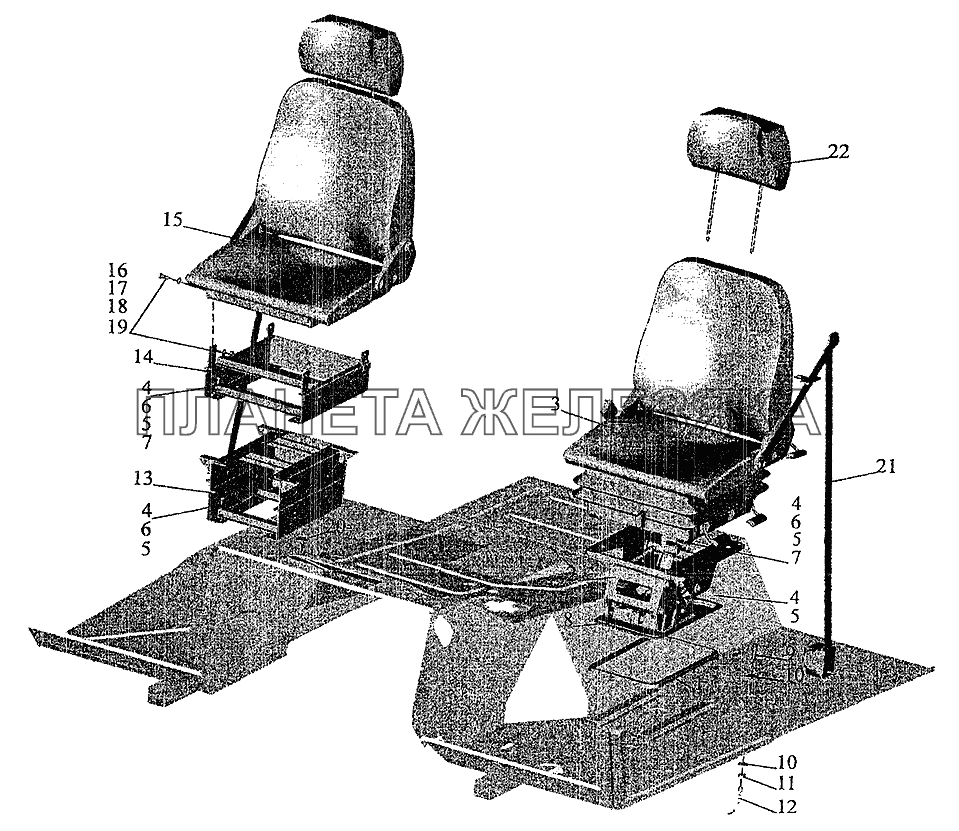 Установка и пневмопитание сидений автомобиля МАЗ-533702 МАЗ-5337 (2005)