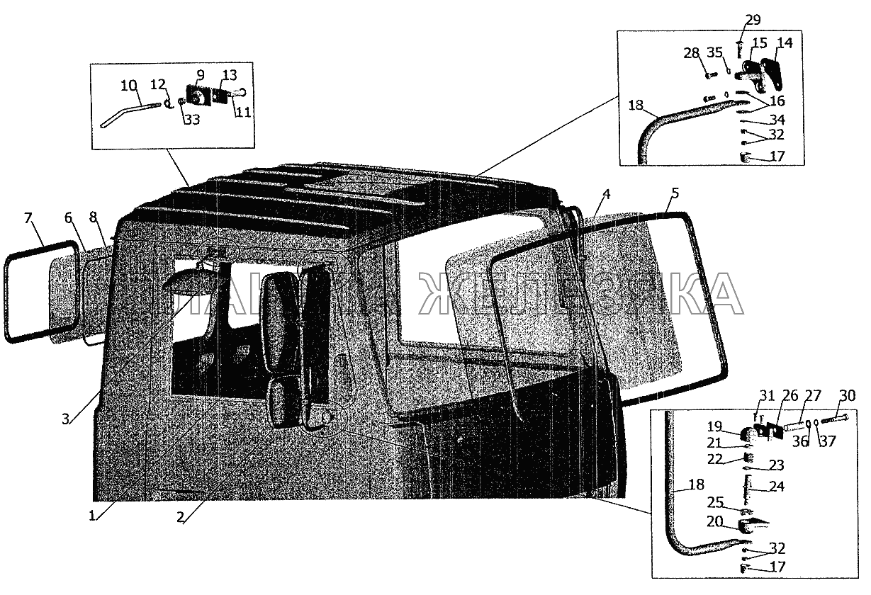 Установка стекол и зеркал на малую кабину МАЗ-5337 (2005)