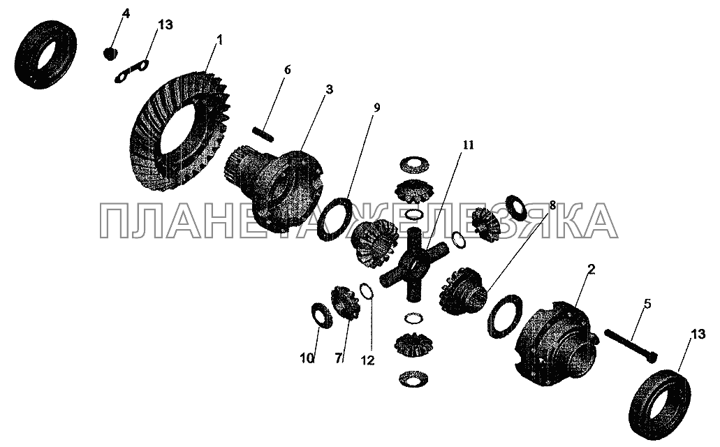 Редуктор среднего моста. Дифференциал МАЗ-5337 (2005)