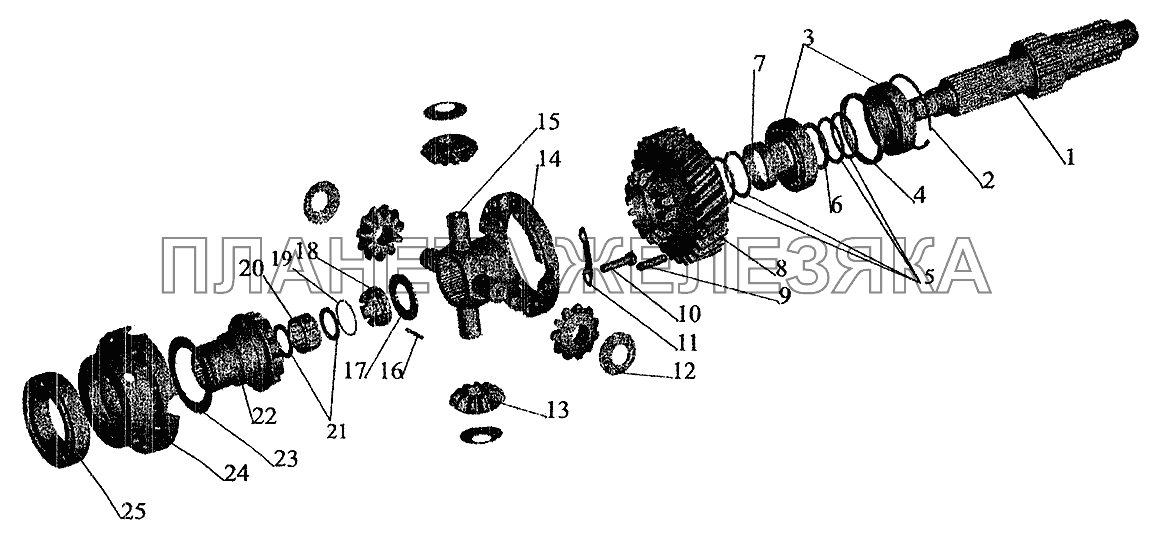 Редуктор среднего моста. Дифференциал межосевой МАЗ-5337 (2005)
