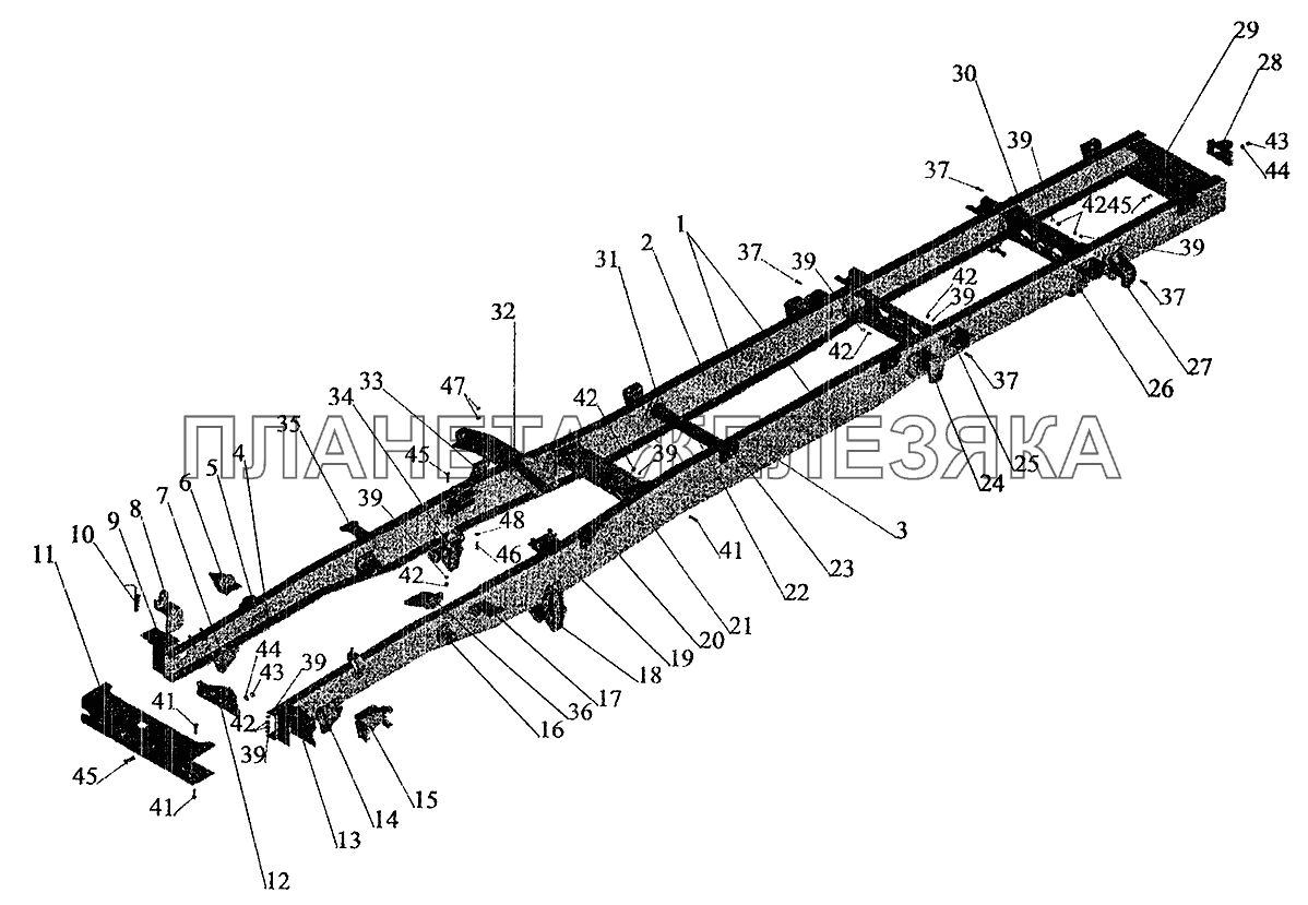 Рама автомобиля-сортиментовоза МАЗ-533602 МАЗ-5337 (2005)