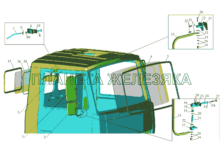 Установка стекла ветрового и заднего МАЗ-533731