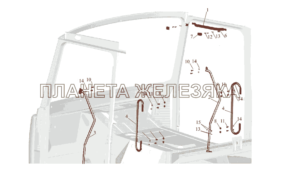 Установка поручней в кабине 64221-8200030-10 МАЗ-533731