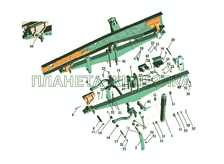 Установка подвески передней  551605-2900001 МАЗ-533731