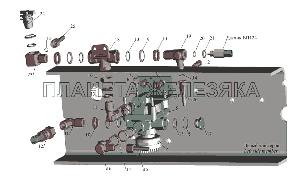 Установка ускорительного клапана 555102-3518004 МАЗ-533731