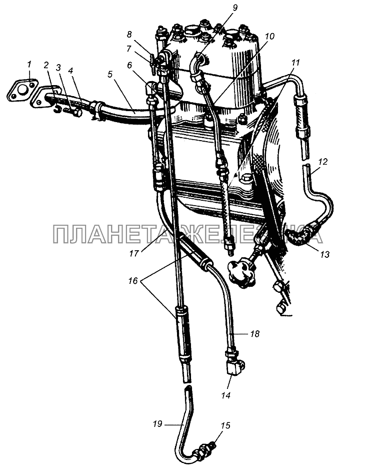 Трубопроводы компрессора МАЗ-5429