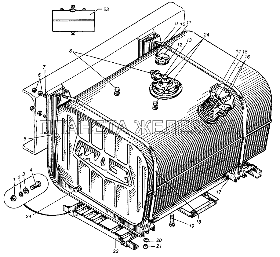 Бак топливный и его установка МАЗ-509А МАЗ-5429