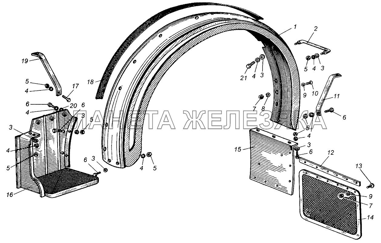 Крыло переднее и подножка МАЗ-5429