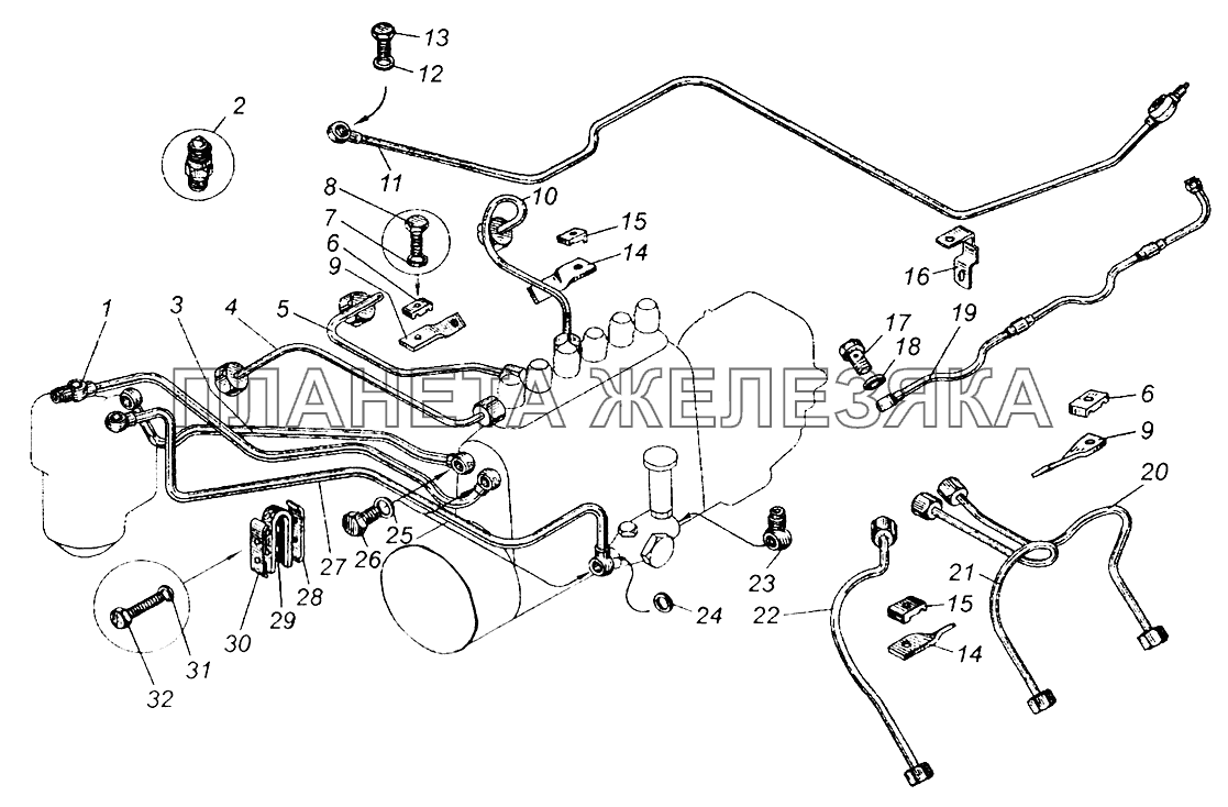 Топливные трубопроводы двигателя ЯМЗ-236 МАЗ-5429