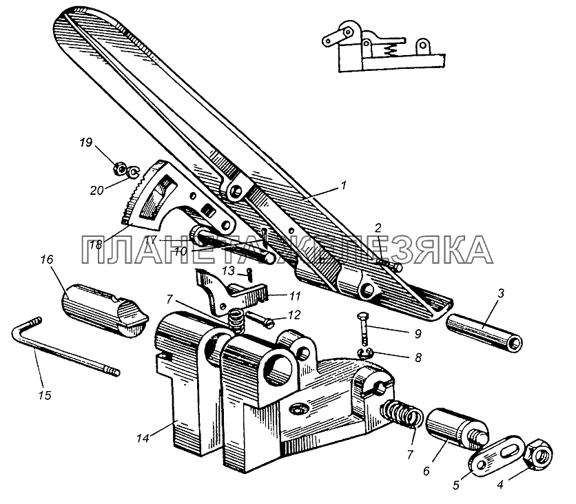 Педаль акселератора и механизм запорный МАЗ-5429
