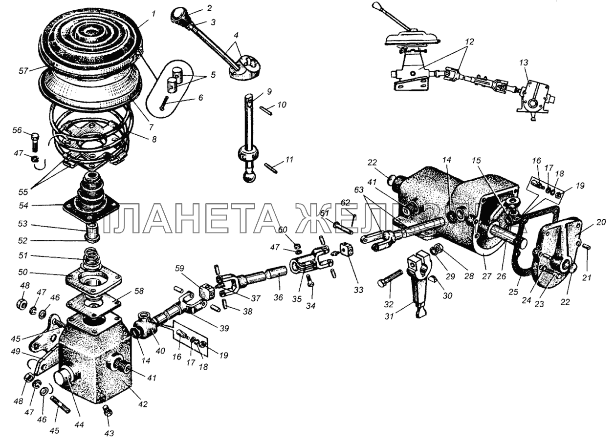 Рычаг и механизмы переключения передач МАЗ-504В МАЗ-5429