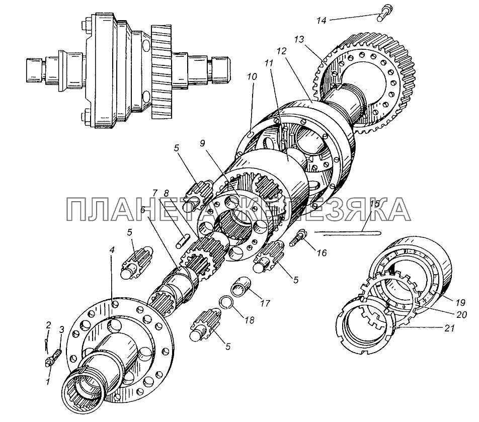 Дифференциал межосевой раздаточной коробки МАЗ-509А МАЗ-5429 Дифференциал межосевой раздаточной коробки МАЗ-509А МАЗ-5429