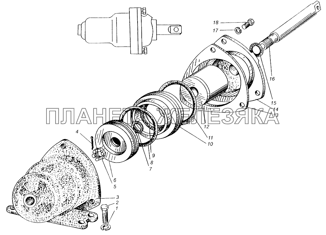 Цилиндр механизма переключения передач раздаточной коробки МАЗ-509А МАЗ-5429