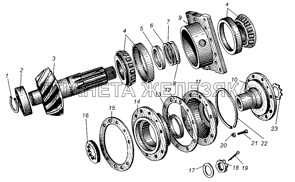 Главная передача заднего моста МАЗ-5429