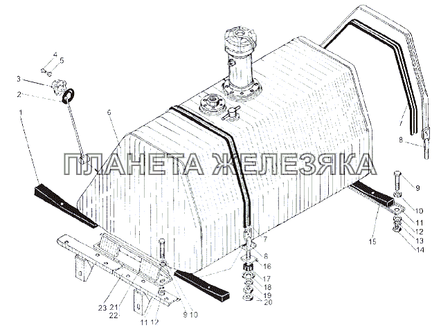 Установка топливных баков 543 МАЗ-543 (7310)