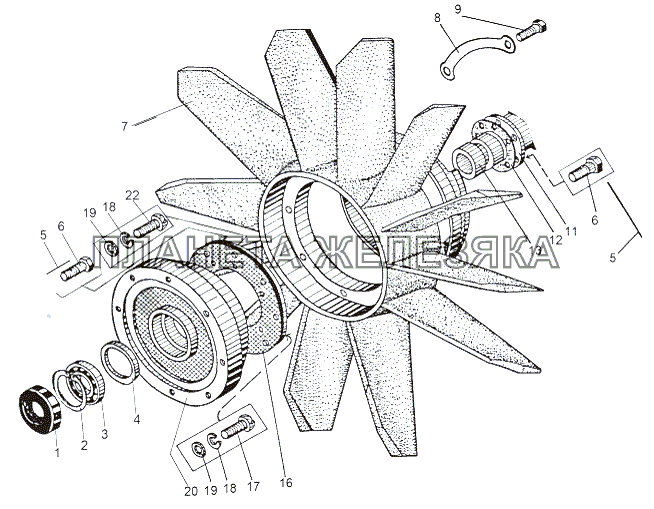 Крыльчатка с магнитопроводом 543-1308010 МАЗ-543 (7310)