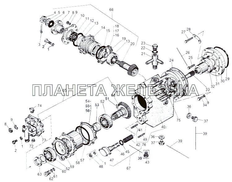 Редуктор нижний, привод 543-1308509 МАЗ-543 (7310)