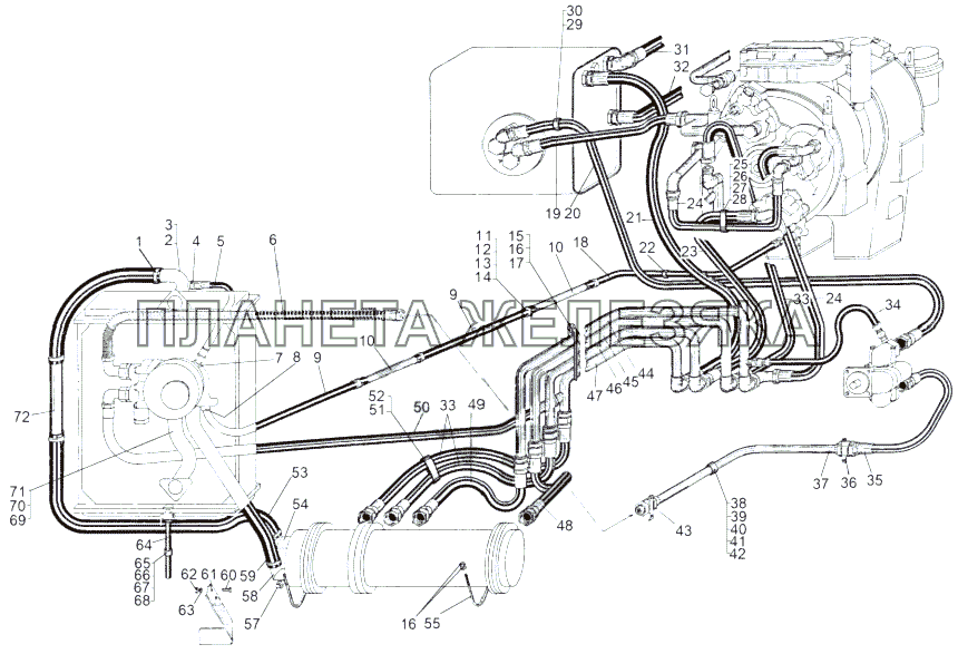 Трубопроводы гидравлической системы ГМТ 543М МАЗ-543 (7310)
