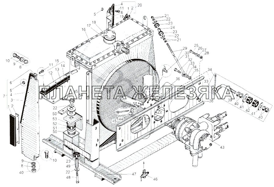 Установка радиатора гидротрансмиссии 543, 543А МАЗ-543 (7310)