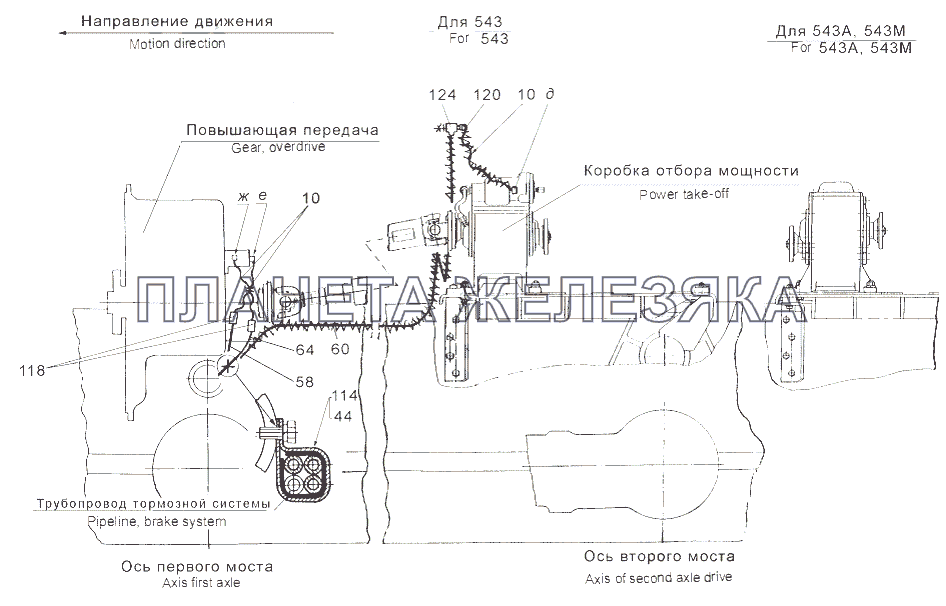 Установка управления отбором мощности МАЗ-543 (7310) Установка управления отбором мощности МАЗ-543 (7310)